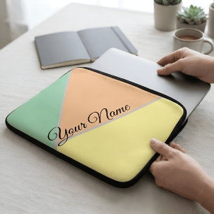 Personalisierte Pastell-Ästhetik Mint Pfirsich Geo Laptopschutzhülle