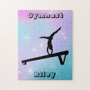 Personalisierte Pastell-Balken-Turn-Silhouette Puzzle