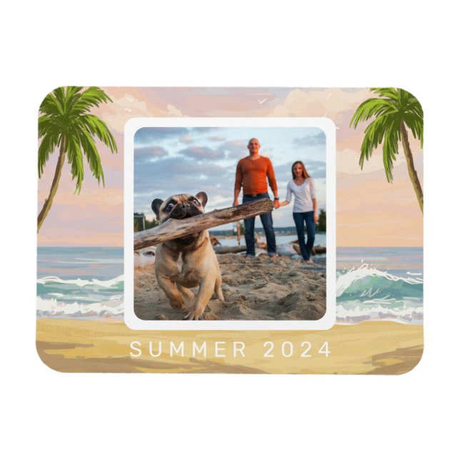 Personalisierte Pastell Beach Wasserfarbe Magnet (Horizontal)