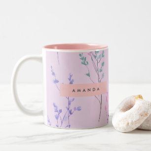 Personalisierte Pastell-Blumen, Elegant Zweifarbige Tasse