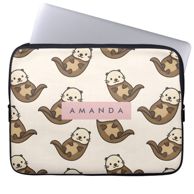 Personalisierte Pastell-Charming-Katzenmuster Laptopschutzhülle (Vorderseite)