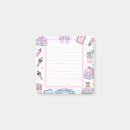 Personalisierte Pastell-Coquette-Lehrer-Notizzette Post-it Klebezettel