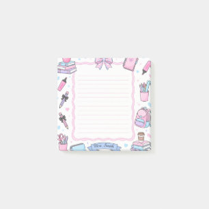 Personalisierte Pastell-Coquette-Lehrer-Notizzette Post-it Klebezettel