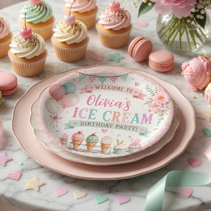 Personalisierte Pastell-Eiscreme-Geburtstagsfeier Pappteller