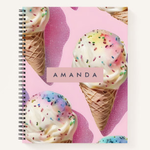 Personalisierte Pastell-Eiscreme-Waffel mit Streus Notizbuch