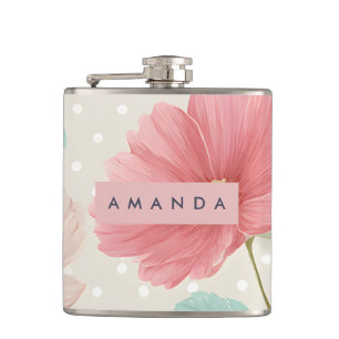 Personalisierte Pastell Elegante Rosa Blüte Flachmann