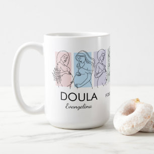 Personalisierte Pastell-Linienkunst DOULA Kaffeetasse