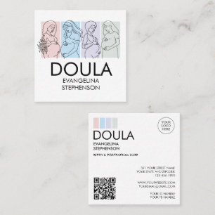Personalisierte Pastell-Linienkunst DOULA Quadratische Visitenkarte