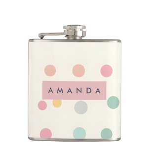 Personalisierte Pastell-Macaron-Polka-Punkte Flachmann