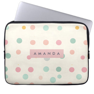 Personalisierte Pastell-Macaron-Polka-Punkte Laptopschutzhülle