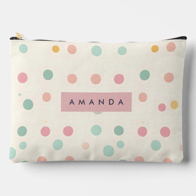 Personalisierte Pastell-Macarons Punkte-Muster Zubehörtasche (Vorderseite)
