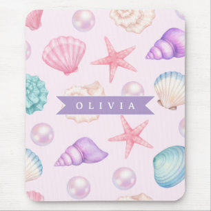 Personalisierte Pastell-Muschel Strand Individuell Mousepad