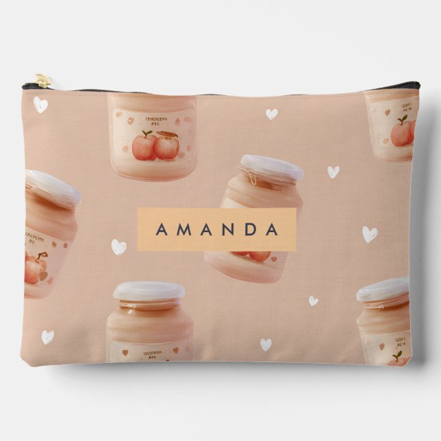 Personalisierte Pastell Peach Jam Muster Zubehörtasche (Vorderseite)