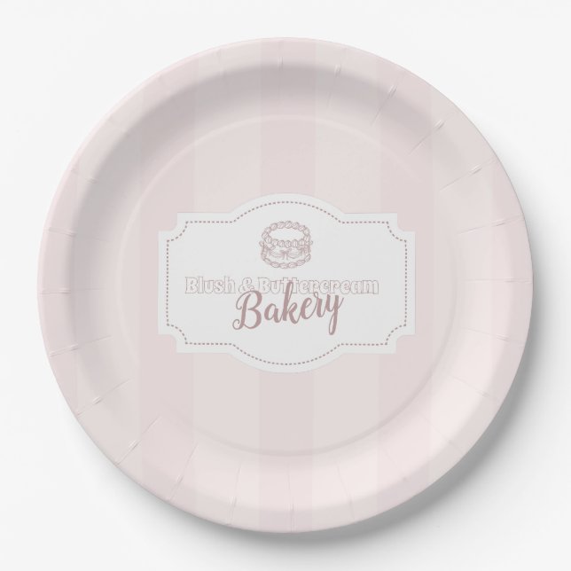 Personalisierte Pastell Pink Cake Bäckerei Pappteller (Vorderseite)