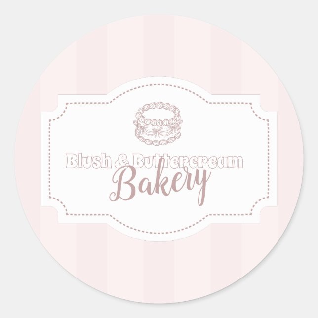 Personalisierte Pastell Pink Cake Bäckerei Runder Aufkleber (Vorderseite)