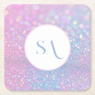 Personalisierte Pastell Pink Glitzer Untersetzer P