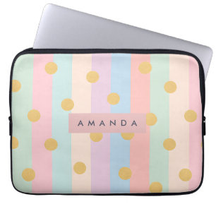 Personalisierte Pastell-Regenbogenstreifen mit Pun Laptopschutzhülle