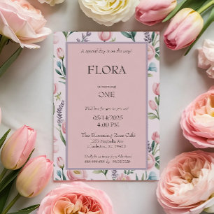 Personalisierte Pastell-Rose und Tulpen Einladung