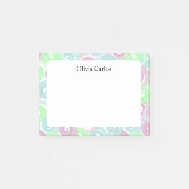 Personalisierte Pastell-Swirls Post-it Klebezettel (Vorderseite)
