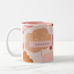 Personalisierte Pastell Warm Retro Blumenästhetik Zweifarbige Tasse