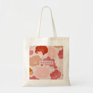 Personalisierte Pastell-Warme Retro-Blumen-Ästheti Tragetasche