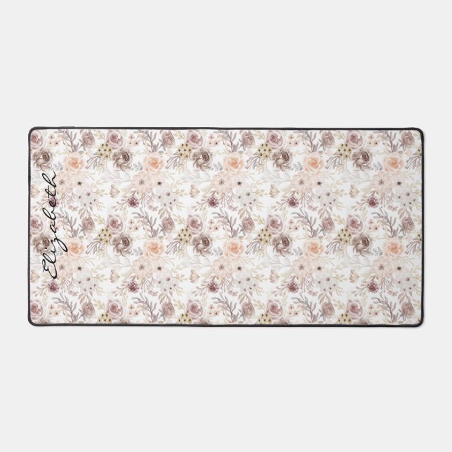 Personalisierte Pastell Wasserfarbe Farbige Rose Schreibtischunterlage (Vorderseite)