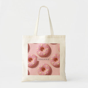 Personalisierte Pastell Whimsical Pink Donuts Tragetasche