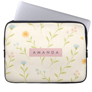 Personalisierte Pastell-Wiesen-Wildblume Laptopschutzhülle