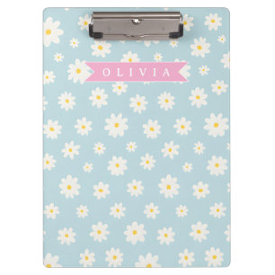 Personalisierte Pastellblaue Daisy Coquette Mädche Klemmbrett