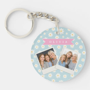 Personalisierte Pastellblaue Daisy Coquette Mädche Schlüsselanhänger