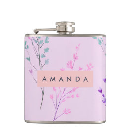 Personalisierte Pastellblüte, elegant Flachmann