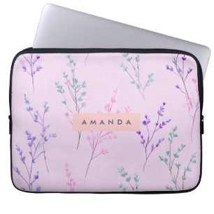 Personalisierte Pastellblüte, elegant Laptopschutzhülle