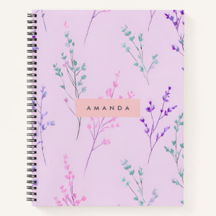 Personalisierte Pastellblüte, elegant Notizbuch