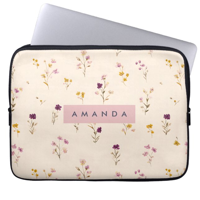 Personalisierte Pastellblüten Laptopschutzhülle (Vorderseite)