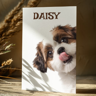 Personalisierte Pastellbraune Hunde-Foto- und Name Postkarte