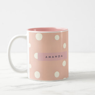 Personalisierte Pastellcreme-Punkte auf Rouge Zweifarbige Tasse