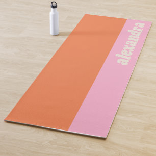 Personalisierte Pastellfarben-Block Pink und Orang Yogamatte