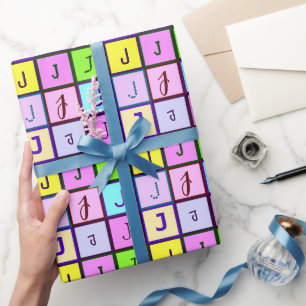 Personalisierte Pastellfarben für Monogramm zum Ge Geschenkpapier