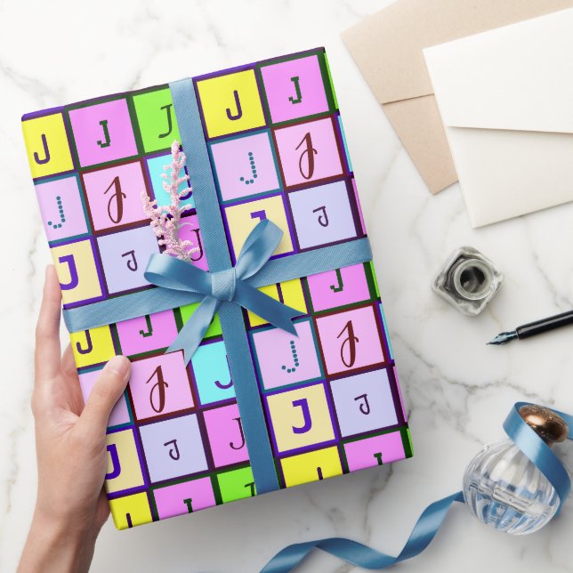 Personalisierte Pastellfarben für Monogramm zum Ge Geschenkpapier (Schenken)