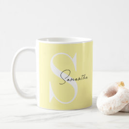 Personalisierte Pastellgelbe Monogramm Klassische  Kaffeetasse