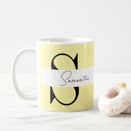 Personalisierte Pastellgelbe Monogramm Klassische Kaffeetasse