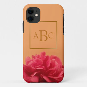Personalisierte Pastellorange Hellrosa Floral iPhone 11 Hülle