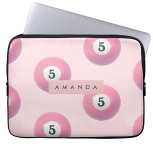 Personalisierte Pastellpink Nummer 5 Billard Ball Laptopschutzhülle