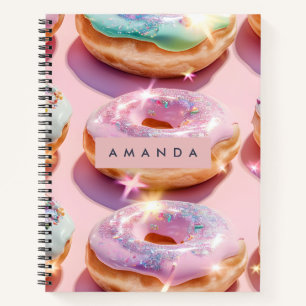 Personalisierte Pastellrosa Donut Funken Notizbuch
