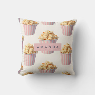 Personalisierte Pastellrosa Popcorn-Eimer Kissen