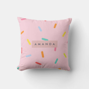 Personalisierte Pastellrosa Streusel Konfetti Kissen