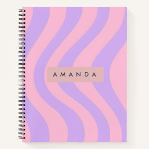 Personalisierte Pastellrosa und Lavendel Wellig ge Notizbuch