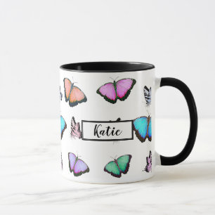 Personalisierte Pastellschmetterlinge Tasse