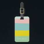 Personalisierte Pastellstreifen Reisende Zielort Gepäckanhänger<br><div class="desc">Mit diesem personalisierten Gepäckanhänger mit weichen pastellfarbenen Streifen in modernem Farbgebälk heben Sie Ihren Koffer ab. Dieser Anhänger ist perfekt für Vielreisende, Jet-Setter und Urlauber geeignet und fügt einer Tasche eine trendige Touch hinzu, während Sie Ihre Daten sicher behalte. Passen Sie es mit einem Namen für eine einzigartige und praktische...</div>