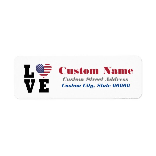 Personalisierte Patriotic USA Flag Rücksendeadress (Vorne)